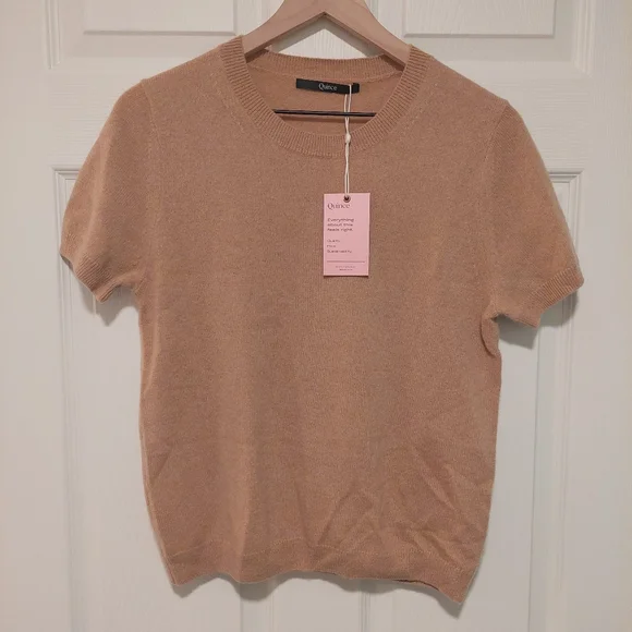 NWT! Quince 100% Mongolian Cashmere  Oatmeal Tee!  Sz. L ! (F2) - Picture 7 of 10